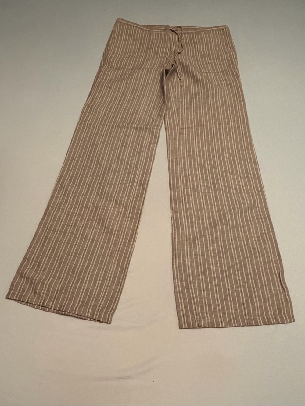 Victoria's Secret Brown & White Pinstripe Wide-Leg Trousers